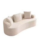 Canapé KERDOM à dossier incurvé en tissu Teddy Bear avec coussin d'assise confortable et 3 oreillers, convient pour le salon