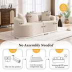 Canapé KERDOM à dossier incurvé en tissu Teddy Bear avec coussin d'assise confortable et 3 oreillers, convient pour le salon