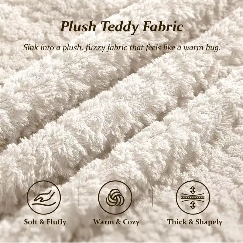 Canapé KERDOM à dossier incurvé en tissu Teddy Bear avec coussin d'assise confortable et 3 oreillers, convient pour le salon