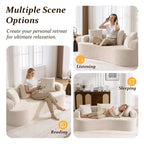 Canapé KERDOM à dossier incurvé en tissu Teddy Bear avec coussin d'assise confortable et 3 oreillers, convient pour le salon