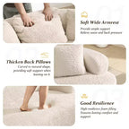 Canapé KERDOM à dossier incurvé en tissu Teddy Bear avec coussin d'assise confortable et 3 oreillers, convient pour le salon