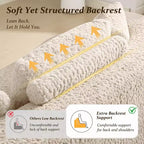 Canapé KERDOM à dossier incurvé en tissu Teddy Bear avec coussin d'assise confortable et 3 oreillers, convient pour le salon