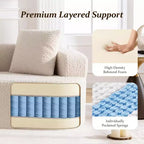 Canapé KERDOM à dossier incurvé en tissu Teddy Bear avec coussin d'assise confortable et 3 oreillers, convient pour le salon