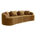 Canapé KERDOM à dossier incurvé en tissu Teddy Bear avec coussin d'assise confortable et 3 oreillers, convient pour le salon