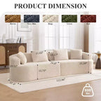 Canapé KERDOM à dossier incurvé en tissu Teddy Bear avec coussin d'assise confortable et 3 oreillers, convient pour le salon