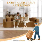 Canapé KERDOM à dossier incurvé en tissu Teddy Bear avec coussin d'assise confortable et 3 oreillers, convient pour le salon