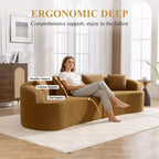 Canapé KERDOM à dossier incurvé en tissu Teddy Bear avec coussin d'assise confortable et 3 oreillers, convient pour le salon