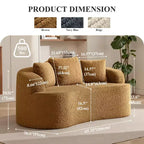 Canapé KERDOM à dossier incurvé en tissu Teddy Bear avec coussin d'assise confortable et 3 oreillers, convient pour le salon