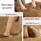 Canapé KERDOM à dossier incurvé en tissu Teddy Bear avec coussin d'assise confortable et 3 oreillers, convient pour le salon