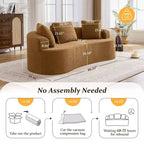 Canapé KERDOM à dossier incurvé en tissu Teddy Bear avec coussin d'assise confortable et 3 oreillers, convient pour le salon