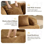 Canapé KERDOM à dossier incurvé en tissu Teddy Bear avec coussin d'assise confortable et 3 oreillers, convient pour le salon