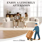 Canapé KERDOM à dossier incurvé en tissu Teddy Bear avec coussin d'assise confortable et 3 oreillers, convient pour le salon