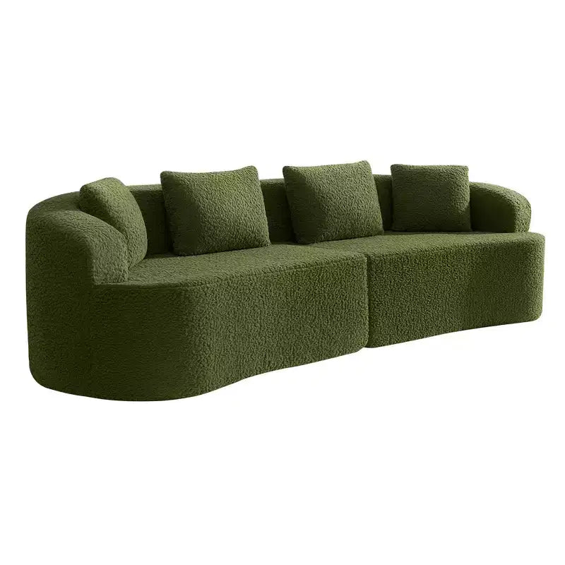 Canapé KERDOM à dossier incurvé en tissu Teddy Bear avec coussin d'assise confortable et 3 oreillers, convient pour le salon