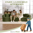 Canapé KERDOM à dossier incurvé en tissu Teddy Bear avec coussin d'assise confortable et 3 oreillers, convient pour le salon