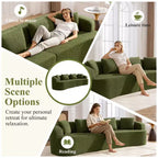 Canapé KERDOM à dossier incurvé en tissu Teddy Bear avec coussin d'assise confortable et 3 oreillers, convient pour le salon