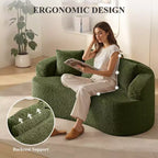 Canapé KERDOM à dossier incurvé en tissu Teddy Bear avec coussin d'assise confortable et 3 oreillers, convient pour le salon
