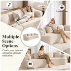 Canapé KERDOM à dossier incurvé en tissu Teddy Bear avec coussin d'assise confortable et 3 oreillers, convient pour le salon