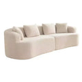 KERDOM Curved Back Teddy Bear Fabric Sofa with Comfy Seat Cushion and 3 pillows, Suitable For Living room