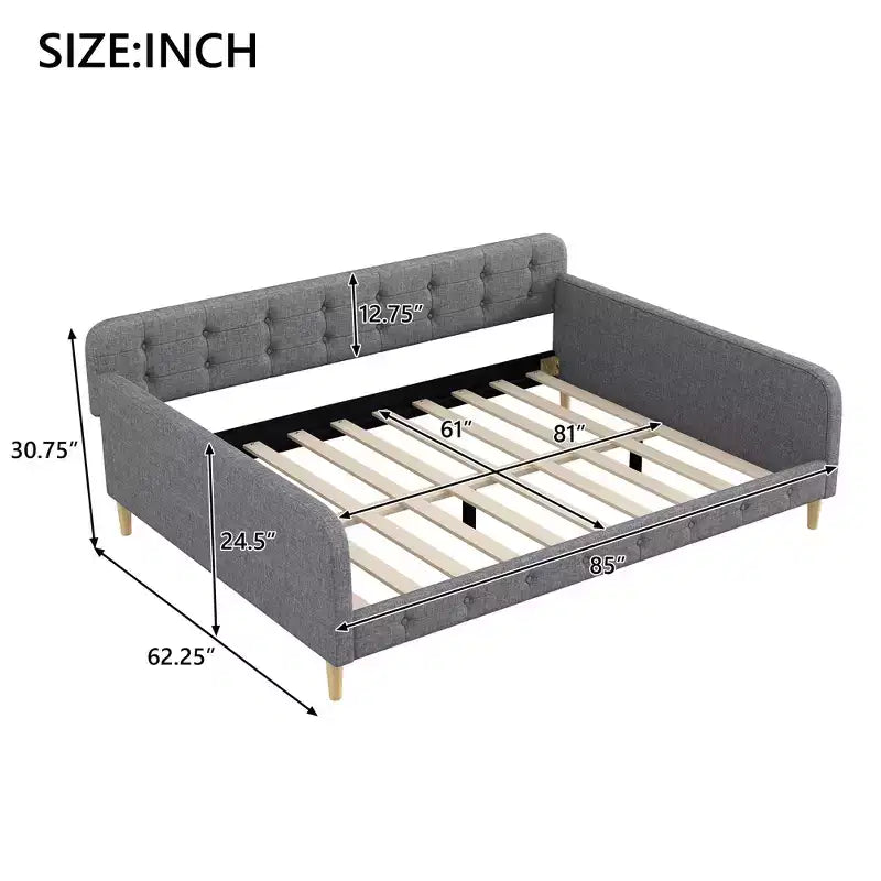 Lit de repos moderne rembourré en lin de taille Queen Luxystar