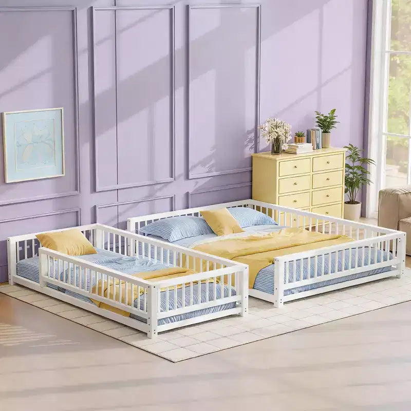Lit superposé Luxystar en métal avec barrières de sécurité, séparable en 2 lits