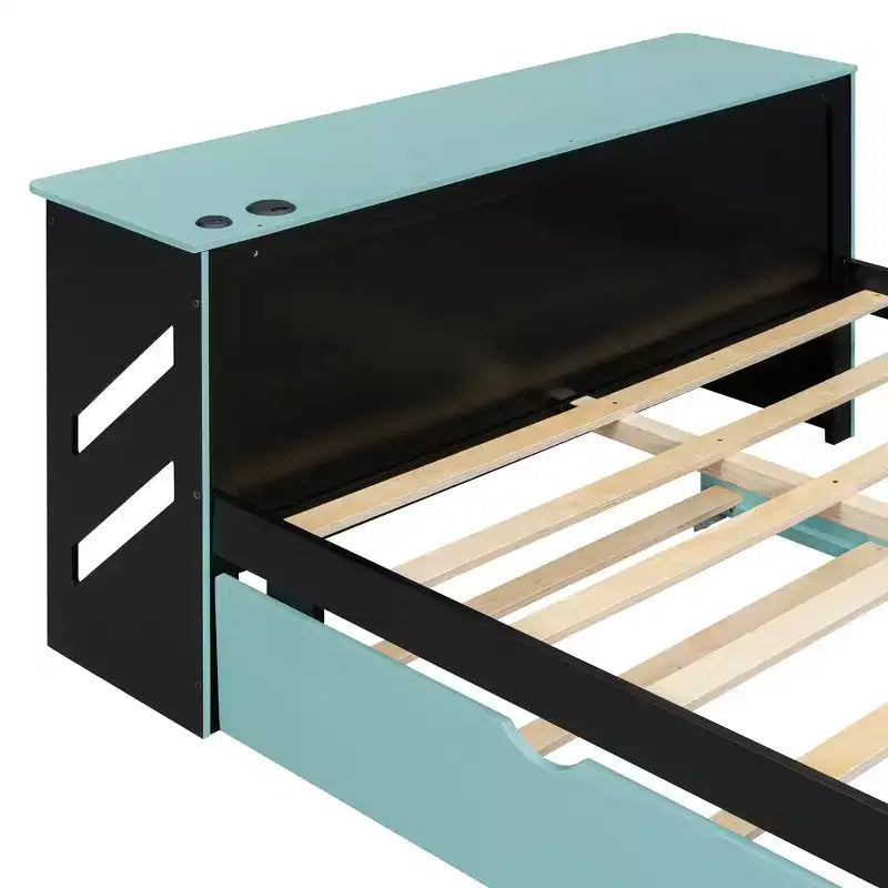 Lit de repos pleine grandeur avec lit gigogne, lit de jeu avec bureau et port USB pour chambres d'étudiants ou chambres d'amis
