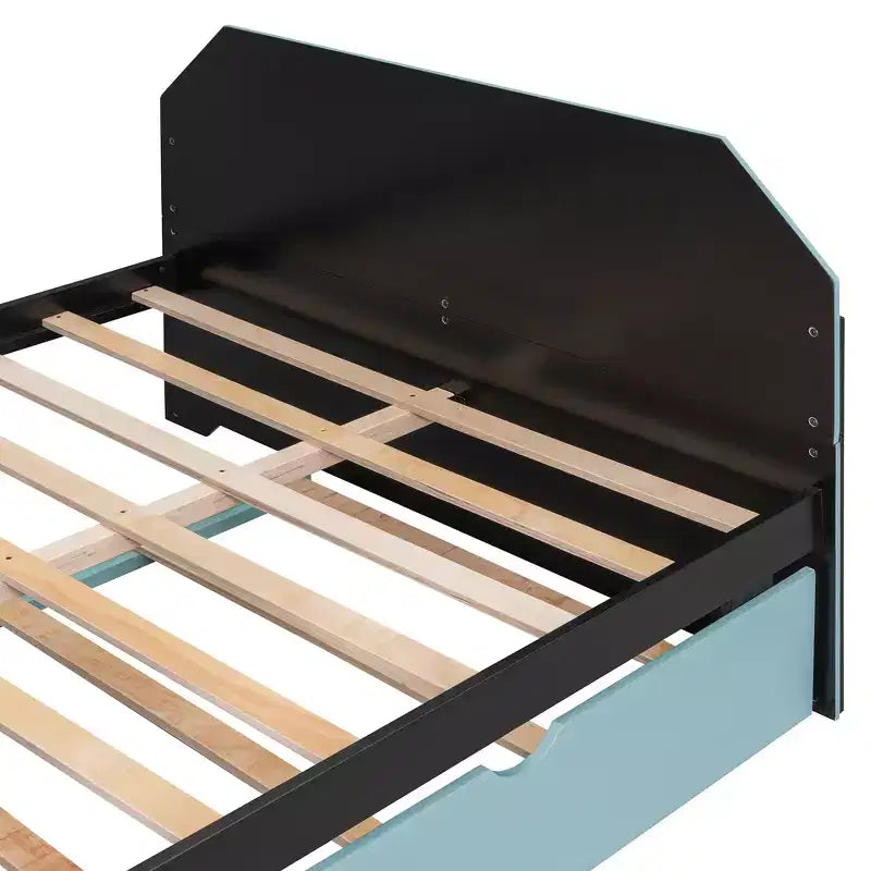 Lit de repos pleine grandeur avec lit gigogne, lit de jeu avec bureau et port USB pour chambres d'étudiants ou chambres d'amis