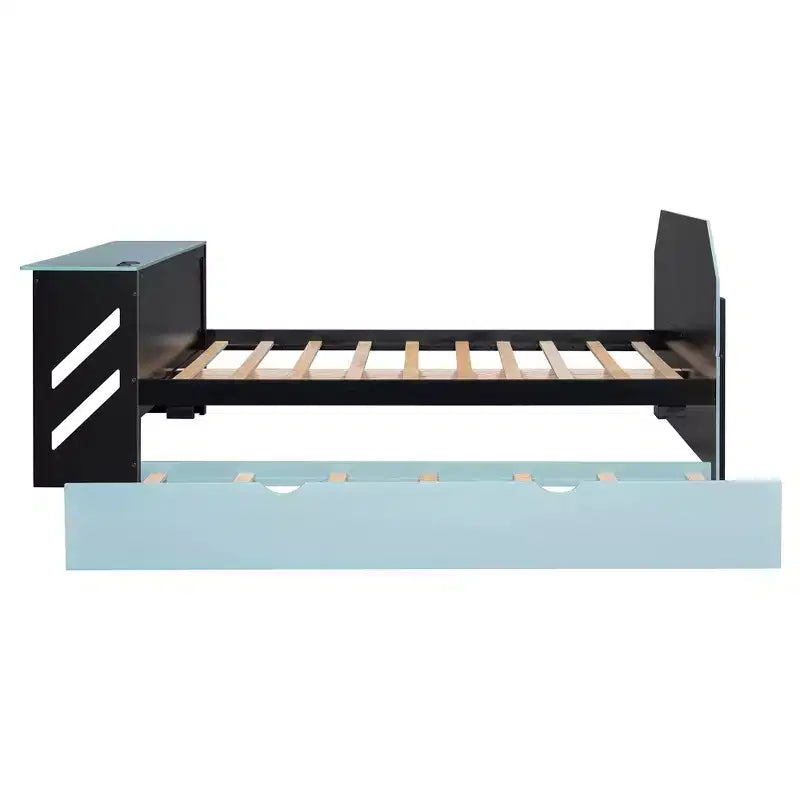 Lit de repos pleine grandeur avec lit gigogne, lit de jeu avec bureau et port USB pour chambres d'étudiants ou chambres d'amis