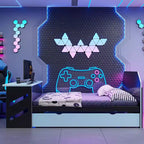 Lit de repos pleine grandeur avec lit gigogne, lit de jeu avec bureau et port USB pour chambres d'étudiants ou chambres d'amis