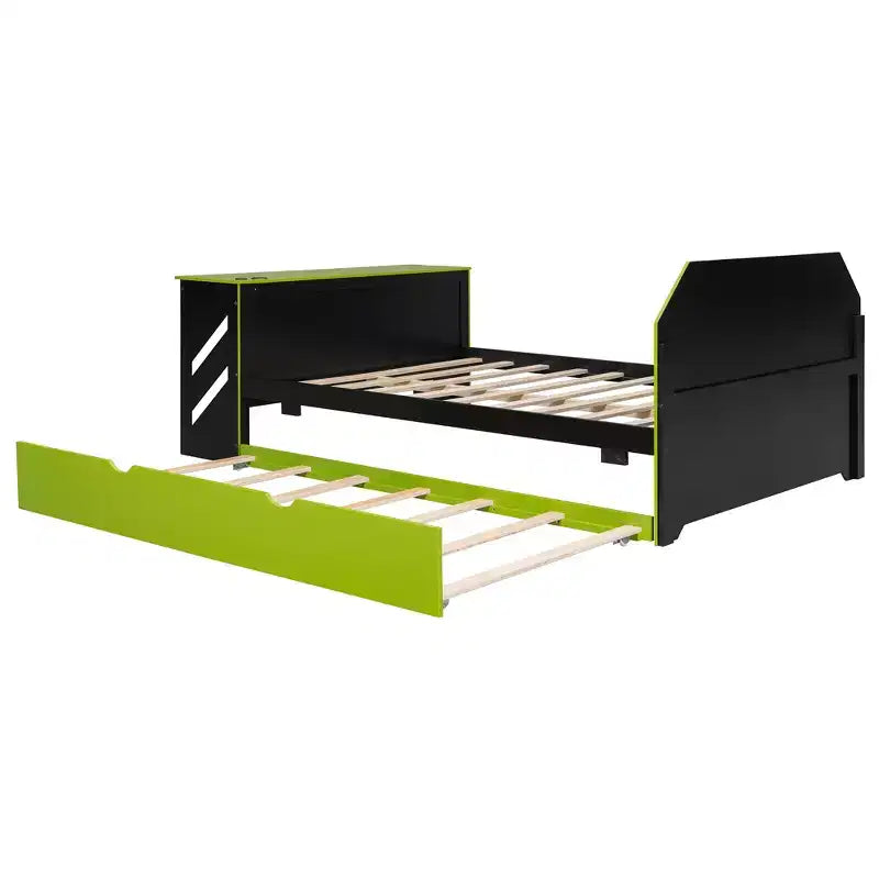 Lit de repos pleine grandeur avec lit gigogne, lit de jeu avec bureau et port USB pour chambres d'étudiants ou chambres d'amis