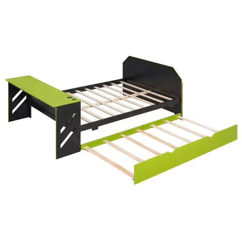 Lit de repos pleine grandeur avec lit gigogne, lit de jeu avec bureau et port USB pour chambres d'étudiants ou chambres d'amis