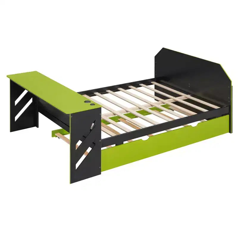 Lit de repos pleine grandeur avec lit gigogne, lit de jeu avec bureau et port USB pour chambres d'étudiants ou chambres d'amis