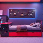 Lit de repos pleine grandeur avec lit gigogne, lit de jeu avec bureau et port USB pour chambres d'étudiants ou chambres d'amis