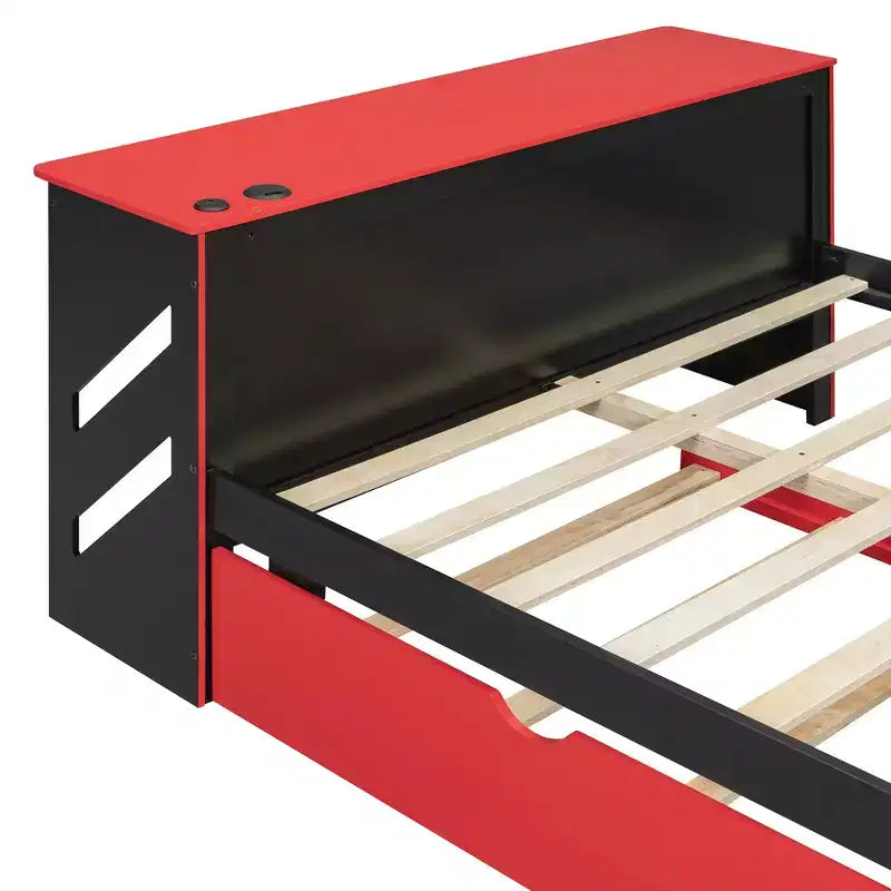 Lit de repos pleine grandeur avec lit gigogne, lit de jeu avec bureau et port USB pour chambres d'étudiants ou chambres d'amis