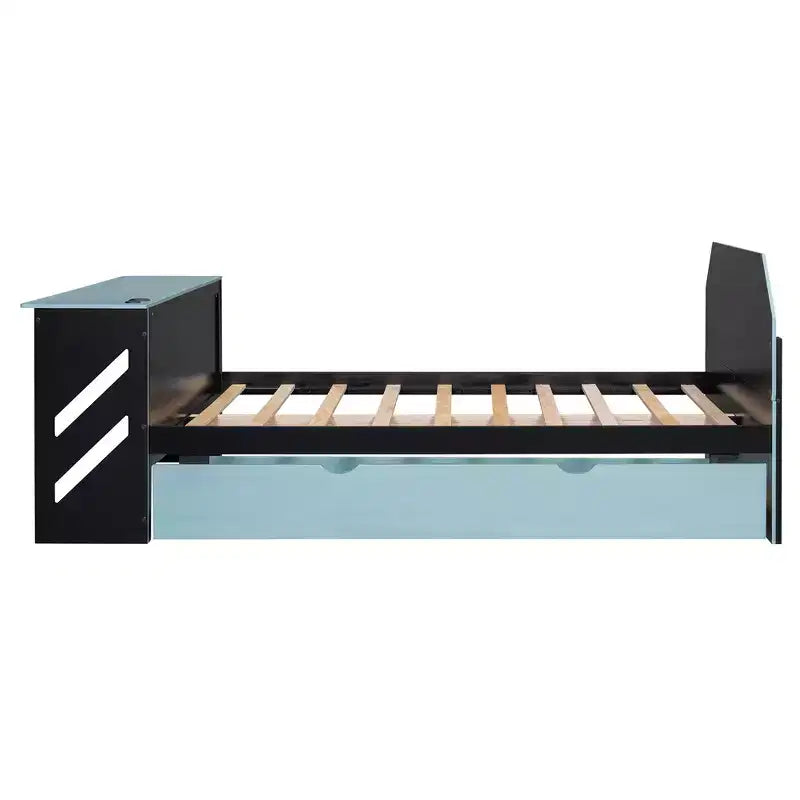 Lit de repos pleine grandeur avec lit gigogne, lit de jeu avec bureau et port USB pour chambres d'étudiants ou chambres d'amis