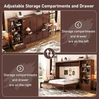 Lit escamotable Queen Size avec étagère, lit mural Queen en bois avec rangements, lit-coffre mural pliant pour petit espace