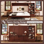 Lit escamotable Queen Size avec étagère, lit mural Queen en bois avec rangements, lit-coffre mural pliant pour petit espace