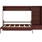 Lit escamotable Queen Size avec étagère, lit mural Queen en bois avec rangements, lit-coffre mural pliant pour petit espace