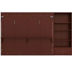 Lit escamotable Queen Size avec étagère, lit mural Queen en bois avec rangements, lit-coffre mural pliant pour petit espace