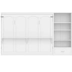 Lit escamotable Queen Size avec étagère, lit mural Queen en bois avec rangements, lit-coffre mural pliant pour petit espace
