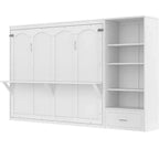 Lit escamotable Queen Size avec étagère, lit mural Queen en bois avec rangements, lit-coffre mural pliant pour petit espace