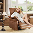 Fauteuil inclinable électrique, fauteuil à bascule pivotant à 270° avec port USB, revêtement en cuir PU, accoudoirs à double épaisseur, fauteuil pour chambre de bébé/salon