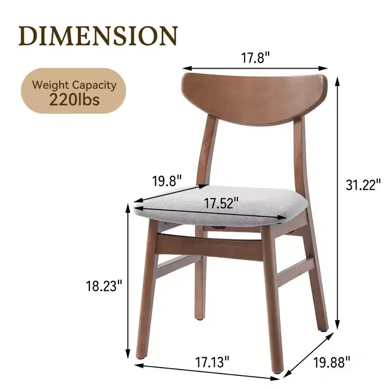 Chaises de salle à manger GDFStudio Fowler au dossier incurvé en bois de style scandinave (lot de 2)