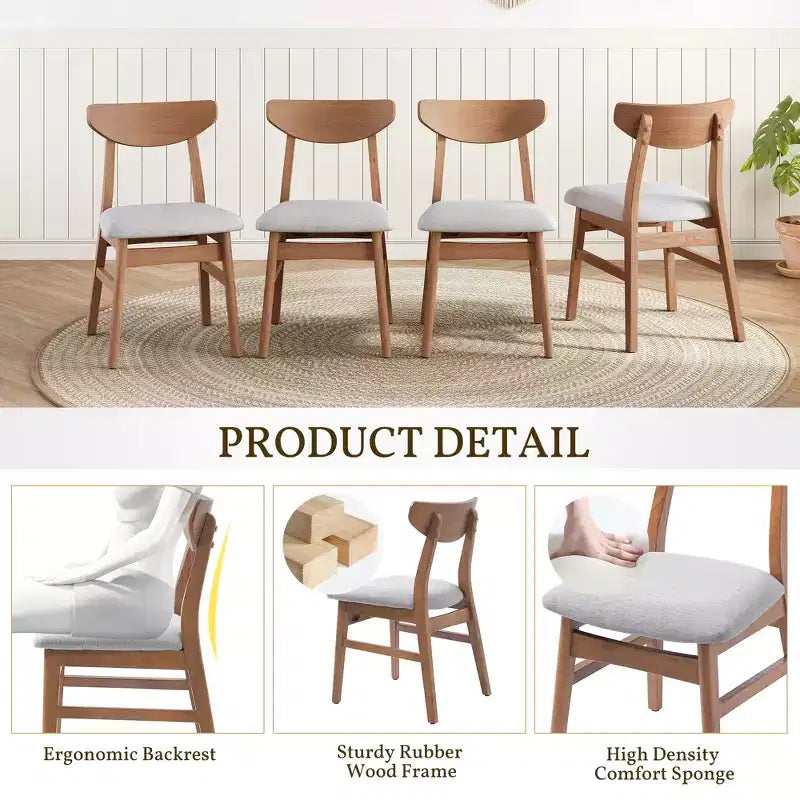 Chaises de salle à manger GDFStudio Fowler au dossier incurvé en bois de style scandinave (lot de 2)
