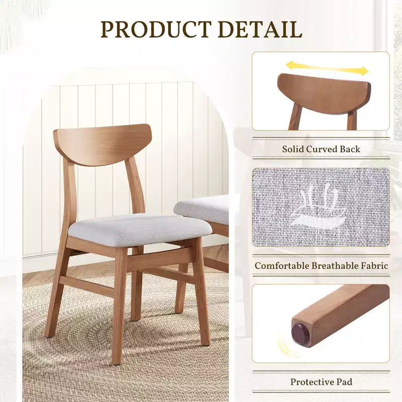 Chaises de salle à manger GDFStudio Fowler au dossier incurvé en bois de style scandinave (lot de 2)