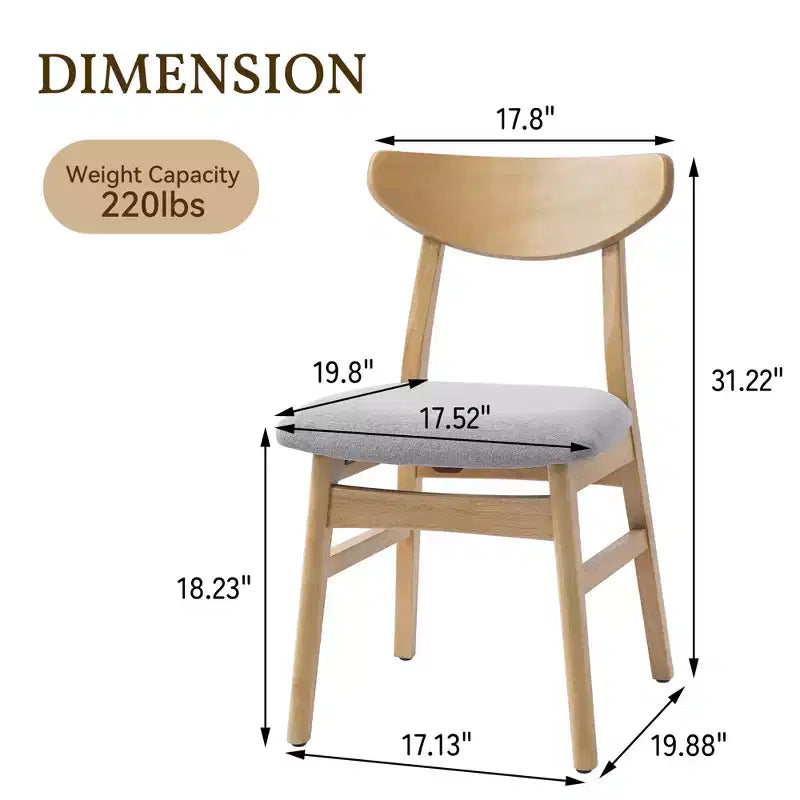 Chaises de salle à manger GDFStudio Fowler au dossier incurvé en bois de style scandinave (lot de 2)