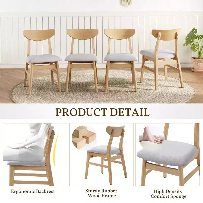 Chaises de salle à manger GDFStudio Fowler au dossier incurvé en bois de style scandinave (lot de 2)
