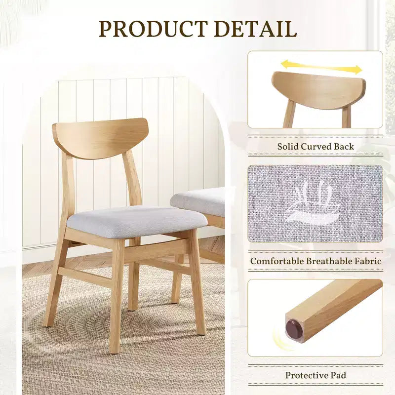 Chaises de salle à manger GDFStudio Fowler au dossier incurvé en bois de style scandinave (lot de 2)