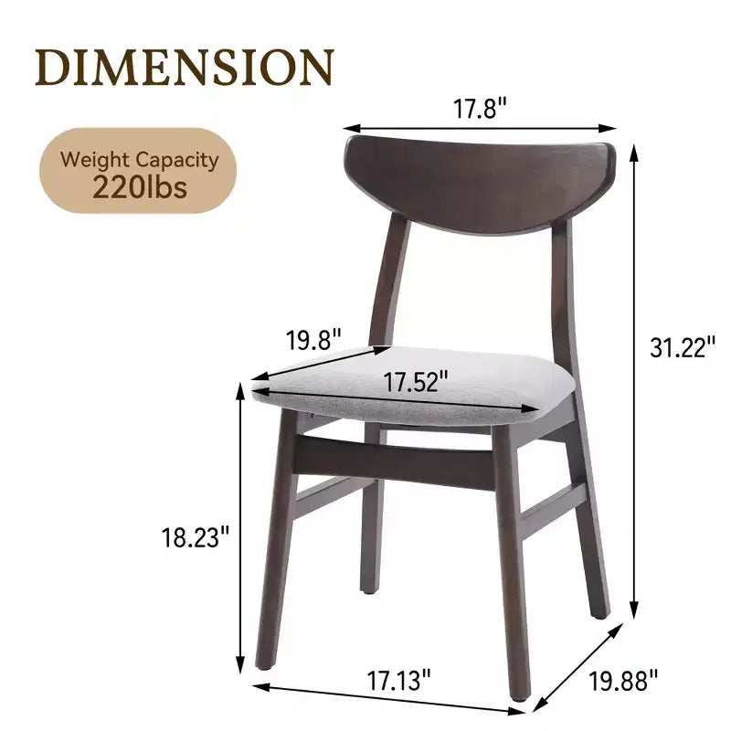 Chaises de salle à manger GDFStudio Fowler au dossier incurvé en bois de style scandinave (lot de 2)