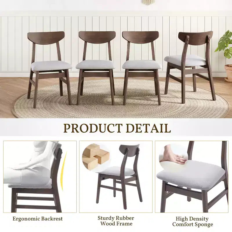Chaises de salle à manger GDFStudio Fowler au dossier incurvé en bois de style scandinave (lot de 2)