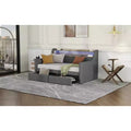 Bellemave Twin Size Daybed with Trundle and Drawers,Daybeds with Charging Station and LED Lights,Upholstered Day Beds for Kids,Teens and Adults,Gray